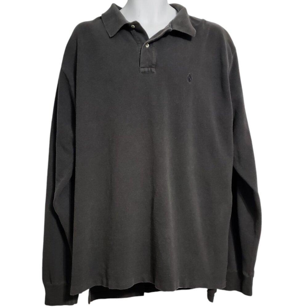 Polo Ralph Lauren Shirt Mens 2XL Dark Gray Long Sleeve Polo Cotton Pony XXL
